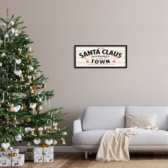 Stupell Industries Santa Claus Coming To Town Rustic Framed Giclee Art